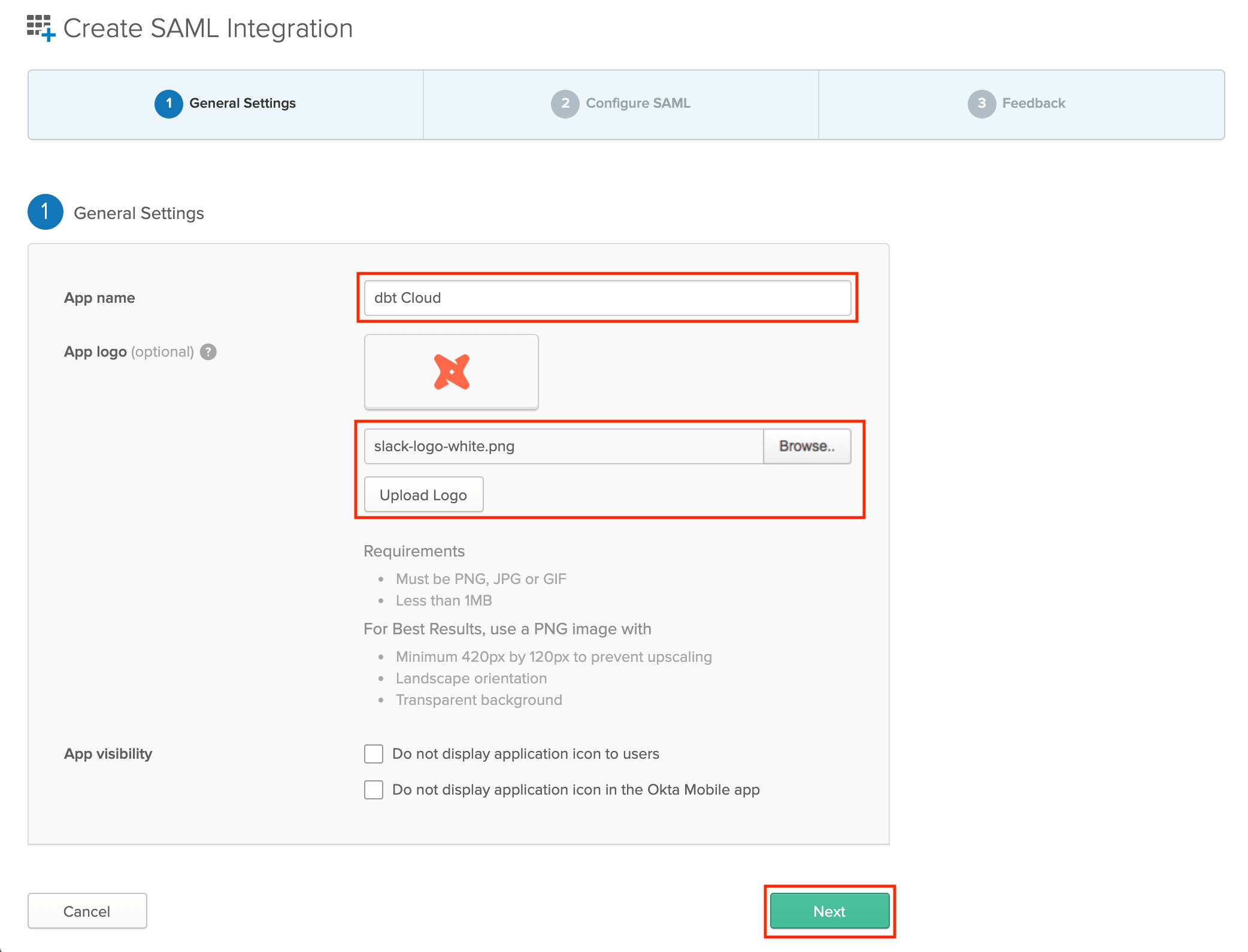 Configure the app's General Settings